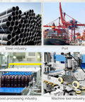 Images showing steel industry, port operations, food processing, and machine tool industry scenes.