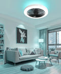 Living room with Dope Smart Ceiling Fan With Lights, Modern Ceiling Fan With Alexa, Google Assistant, App Control, RGB Backlighting
