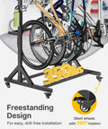 Freestanding Bike Storage Rack for Five Bikes With Built Tough Heavy Duty 350 Lbs Vertical Stand PVC Coated Bike Hooks