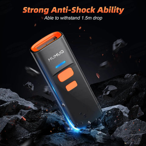 Ultra Pocket Sized 2D Barcode Scanner Bluetooth 3 In 1 Wireless USB 2.4G Barcode Reader with anti-shock ability on rocky surface.