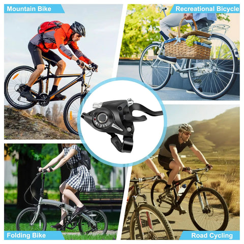 21 Speed Bike Shifter Lever Set With Gear Indicator And Grips for Mountain, Recreational, Folding, and Road Bicycles