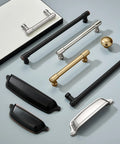 Assorted cabinet knobs and pulls including a round bronze zinc knob with gold finish, part of Ten Pack One And A Quarter Inch Round Bronze Zinc Cabinet Knobs And Drawer Pulls With Gold Finish Ideal For Kitchen Cabinets Dresser Dressers Wardrobes Closets And Cupboards Durable Hardware For Update Or Renovation set.