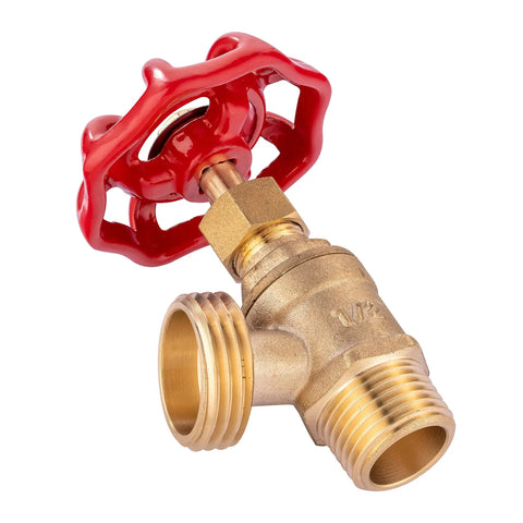 5 Pack Boiler Drain Valves One Half Inch MIP By Three Quarter Inch MHT Brass Body With Multi Turn Handle For Easy Flow Control
