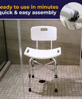 Bariatric Heavy Duty Bathroom Bench With Back Rest No Slip Shower Chair Gray Built To Last Safe For Seniors And Disabled Bathrooms Perfect For Tub Or Shower Use At Home in a tiled shower
