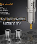 Heavy Duty TCT Hole Saw Kit With 14 Pcs Pro Grade Tungsten Carbide Bits for metal showing drill in stainless steel