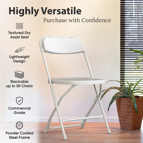 10 Pack Foldable Plastic Chairs For Indoor And Outdoor Use, Stackable Folding Chairs With 350 Lb Capacity Steel Frame