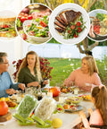 Family dining outdoors with Two Pack Seed Sprouter Kit For Wide Mouth Jars With 316 Stainless Mesh BPA Free Drip Tray And Tilted Lid