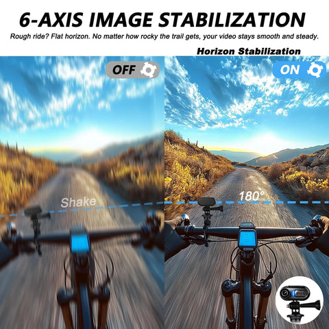 Comparison of 4K Mini Body Camera With 6 Axis Stabilization 128GB Built In Memory Waterproof Wearable Action Cam for smooth cycling video