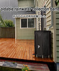 Heavy Duty Rain Barrel 1000L Storage Tank For Outdoor Use, black rugged fabric construction on wooden deck