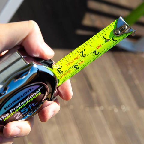 High Visibility Pro Tape Measure Workhorse With Inch And Engineer Scale, 25 Feet By 1 Inch, Chrome Case, Easy Slide Lock, Nylon Coated Blade