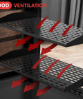 Heavy Duty 19 Inch 1U Server Shelf With Vented Cantilever Wall Rack Mount Built Like A Tank For Network Switches Routers Plug And Play Universal Rack Tray Black with slatted design for airflow.