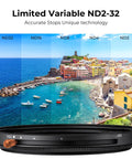 67mm Variable ND And CPL Two In One Filter For Camera Lenses Waterproof Nano D Series shown with coastline effect