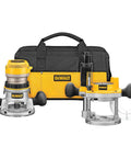 Fixed And Plunge Base Router Kit With Soft Start And Electronic Variable Speed, 12 Amp Motor, shown with dual bases and carrying case.