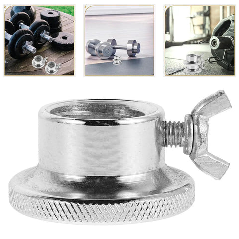 Two Pack Steel Barbell Collars And Dumbbell Clamps With Anti Slip Screw Locks close-up, highlighting knurled texture.