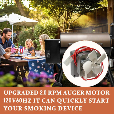 Family barbecue with Auger Motor Replacement For Pellet Grills Universal Feeding Gear 2.0RPM AC 120V 60Hz focus inset