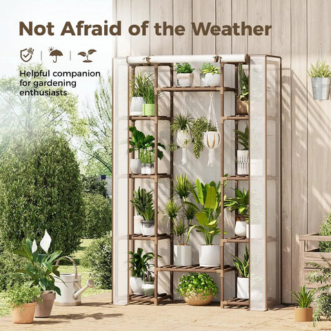 indoor multi tiered plant stand Tall Wood Tiered Plant Stand Greenhouse For Indoors ✓