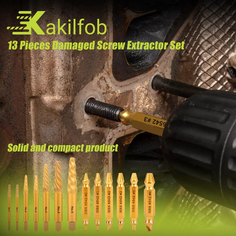 Easy Out Screw Extractor Set And Left Hand Drill Bit Kit for Stripped Screws and Damaged Bolts used to remove a bolt