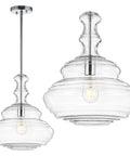 Chrome Modern LED Pendant Light for Kitchen Island and Hallways, Clear Glass Shade, 13.37 Inch ceiling lamp