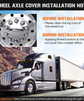 Domed Front Axle Cover Kit For Semi Trucks With Screw On 33mm Lug Nut Chrome ABS Plastic 10 Hole Removable Caps 2 Pack Universal Fit