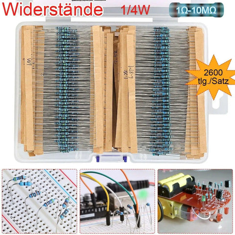 2600 Piece Resistor Kit With 130 Values 0.25W 1% Metal Film Resistors For DIY Electronics Nerds And Arduino Builders RoHS Compliant