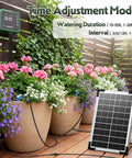 Solar Drip Irrigation System For Gardens And Greenhouses DIY Automatic Drip Kit with solar panel and water timer in garden