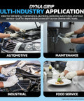 Heavy Duty Extra Large Powder Free Latex Gloves Featuring A Tough As Nails Textured Grip And Comfortable Beaded Cuff Made For Garage Grind Kitchen Cleanup Or Daily Janitorial Hustles In 100 Count Box used in automotive, maintenance, industrial, and food service tasks.
