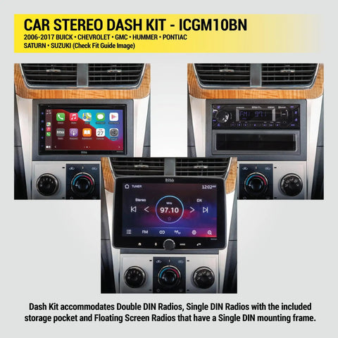 Ultimate Double and Single DIN Car Stereo Installation Kit for 2006 to 2017 Non-Amplified General Motors Rides Installed