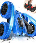 Double Sided 360 Degree RC Stunt Car With 4WD Power 2.4GHz Remote Control, performing spin with cracked ground
