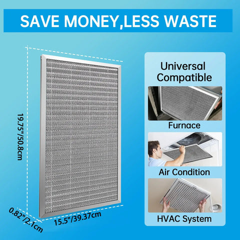 Electrostatic 16x20x1 Air Filter For HVAC And Furnace, MERV 8, shown with universal compatibility for home systems