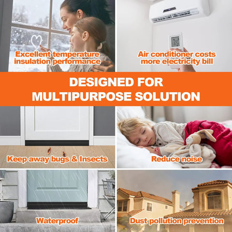 OXRQ door draft stopper, black 39-inch bottom door sweep for insulation and weather sealing.