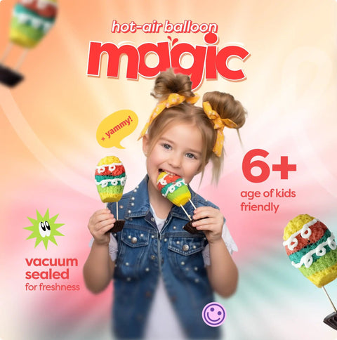Child enjoying baking with Whimsical Hot Air Balloon Madeleines Kids Baking Kit With Pre Measured Ingredients Silicone Mold Colorful Batter