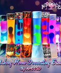 14 colorful magma lamps, including 16 Inch Magma Lamp Liquid Motion Galaxy Design with Colormax White Wax in Purple Liquid Decal Base.