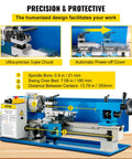 Rock Solid Compact Metal Lathe Seven By Fourteen Inch Bed with Ultra-precise 3-jaw Chuck and Automatic Power-off Cover.