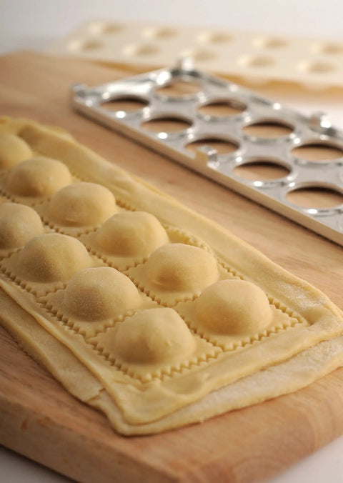Ravioli Maker With Press 12 Inch Mold For Homemade Pasta No Roller Needed Create 1.5 Inch Stuffed Ravioli With Your Favorite Fillings