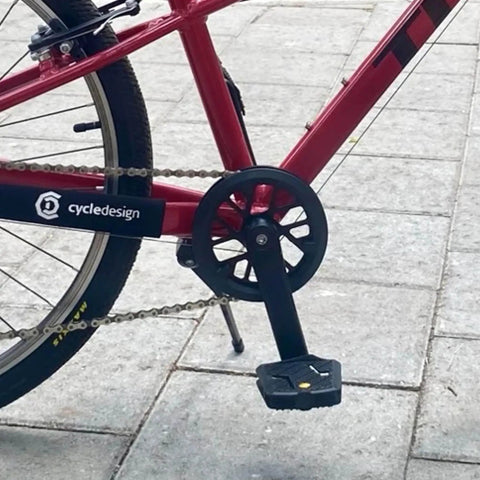 Kid Friendly Bike Crankset With Adjustable Lengths 76mm To 165mm Square Hole Double Chainring Set 25T To 36T installed on bike