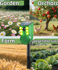 Solar Outdoor Motion Sensor Alarm With Ultrasonic Detection 129dB Siren Strobe Light For Home Villa Yard Farm Barn Chicken Coop 5 Adjustable Modes Day And Night Security System, green solar unit on pole for garden and farm