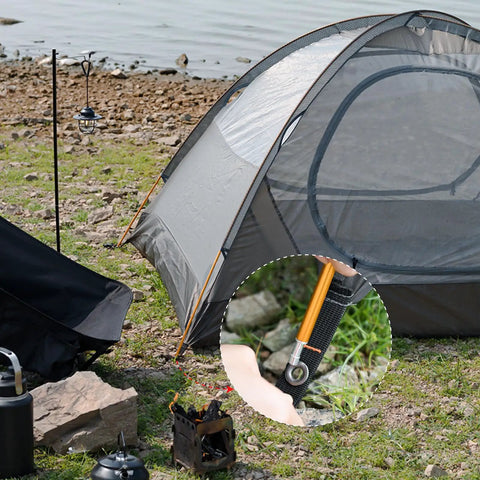 Tent setup showing Two Pack Tent Pole Repair Kit And Replacement Poles For Camping And Hiking Aluminum Alloy 7001 T6 Adjustable.