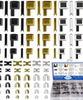 144 Piece Universal Zipper Repair Kit with zipper stops, pins, and slider retainers in black, silver, and bronze.