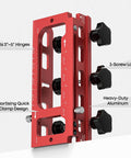 Pro Grade Aluminum Door Hinge Jig And Router Template For Diy Woodworking, Adjustable Door Mortiser, red with clamp design