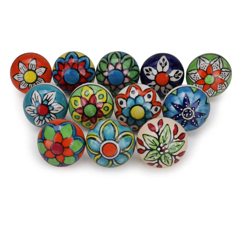 Multicolor Ceramic Cabinet Knob Set Pack Of 20 For Kitchen Cupboards Wardrobe And Dresser Drawers Boho Room Decor Adds A Pop Of Color