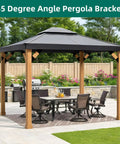 Gazebo featuring Eight Piece 45 Degree Pergola Bracket Set For 2x4 Lumber Heavy Duty Angle Supports With Drainage Holes great for outdoor use.