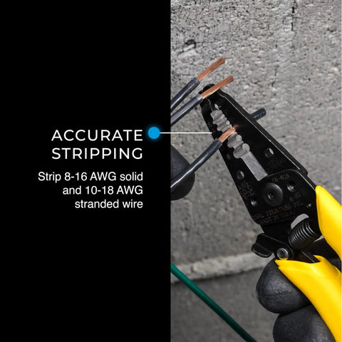 Wire Stripper Tool For 8-16 Solid And 10-18 Stranded Wire With Precision Stripping Holes, Ergonomic Curved Handles in use