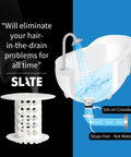 Diagram of Inside Drain Tub Strainer and Hair Catcher for Bathtubs, fits standard 1.4 to 1.75 inch drains, easy clean design.