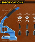Heavy Duty Hand Press Grommet Tool Kit With 3 Dies And 1500 Silver Grommets, Grommet Punch Machine specifications.