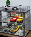 1 24 Scale Diecast Model Car Display Case Cabinet With USB Lights And Acrylic Cover showing multi-level parking with sport cars