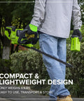 Person holding 40V 26 Inch Brushless Hedge Trimmer Tool Only With Rotating Rear Handle, showcasing compact and lightweight design