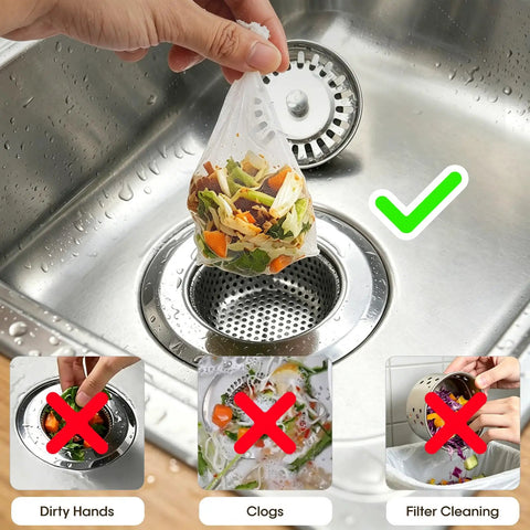 Keep Your Home Pipes Slick And Happy With These Top Shelf 300 Pack Disposable Drain Covers Offering Fine Mesh Sink Strainer Bags Great For Catching Sourdough Discard And Food Scraps No Sweat At All On Kitchen Or Shower Drains