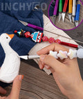 Person using 12 Pack Beadable Letter Openers Set, Metal Beaded Envelope Openers With Plastic Protective Covers, 6 Color Assortment