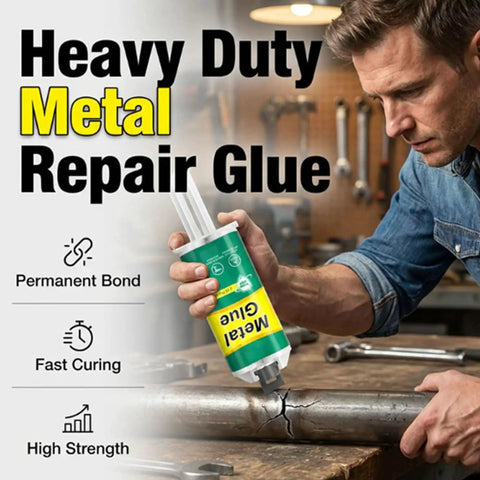 Man applying Tough As Nails Heavy Duty Metal Repair Glue Epoxy For Crack Fill And Bonding Heat Resistant Waterproof Adhesive on metal pipe