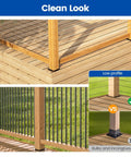 4 Pack Wood Post Plate Connectors For 3.5 By 3.5 Posts Deck Post Base Plate For Fence And Railing Black 45 Steel WT25 installed